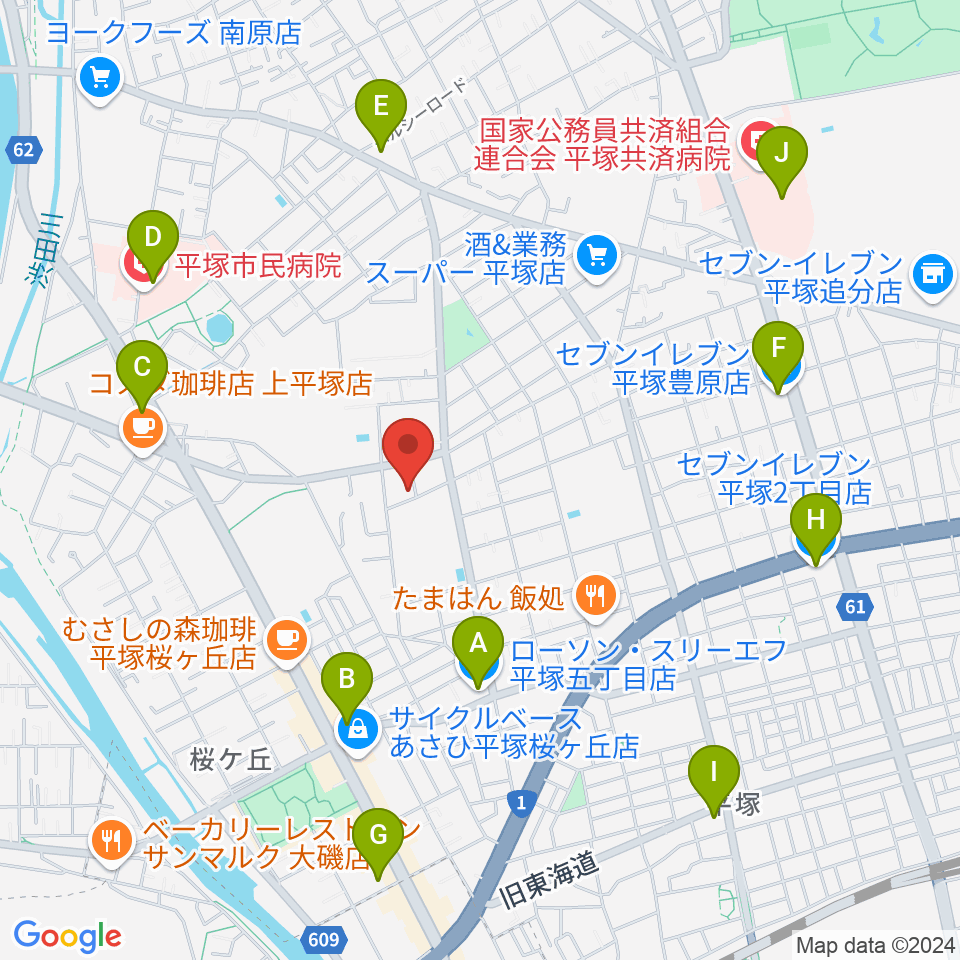 グーバス ミュージックインストゥルメンツ周辺のコンビニエンスストア一覧地図