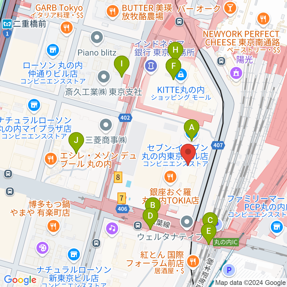 東京丸の内コットンクラブ周辺のコンビニエンスストア一覧地図