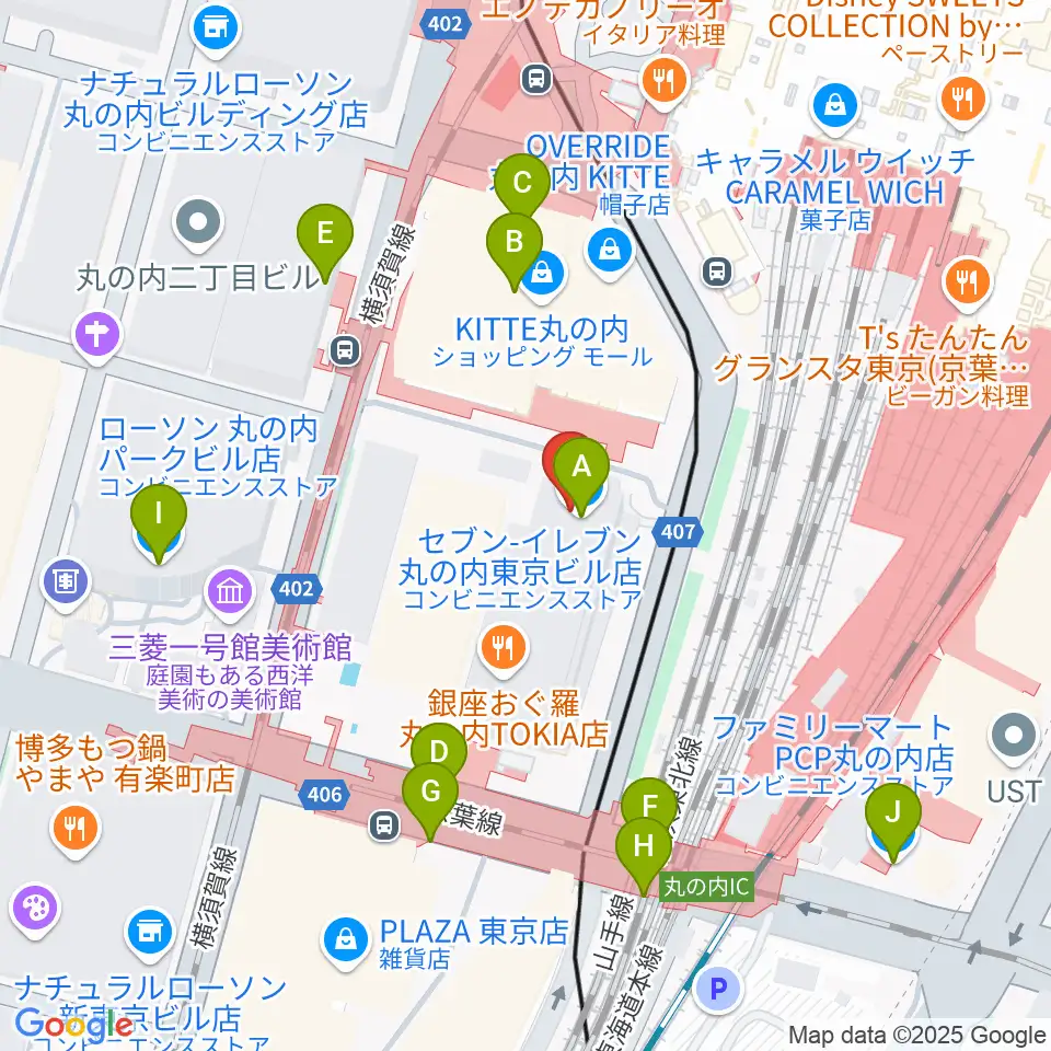 東京丸の内コットンクラブ周辺のコンビニエンスストア一覧地図