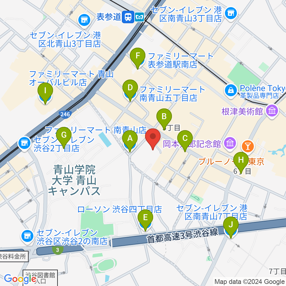 JBG音楽院 東京校周辺のコンビニエンスストア一覧地図