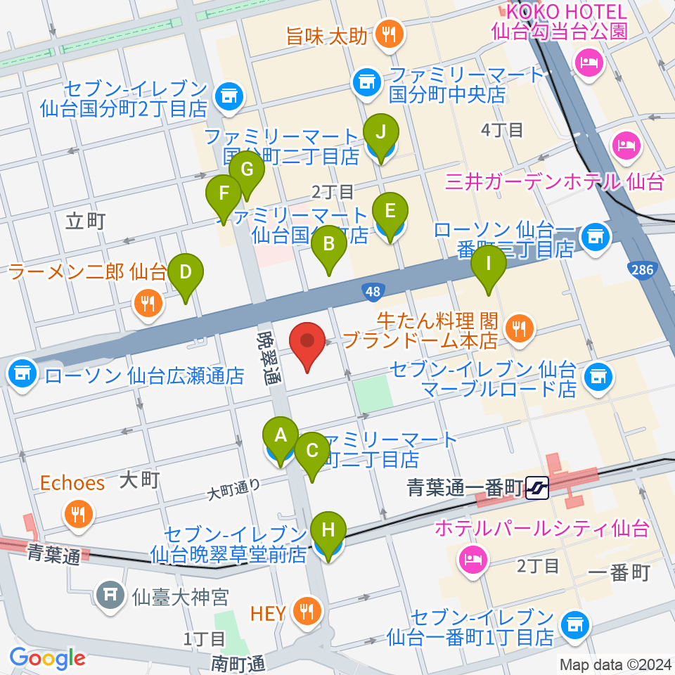 ケーズスタジオ周辺のコンビニエンスストア一覧地図