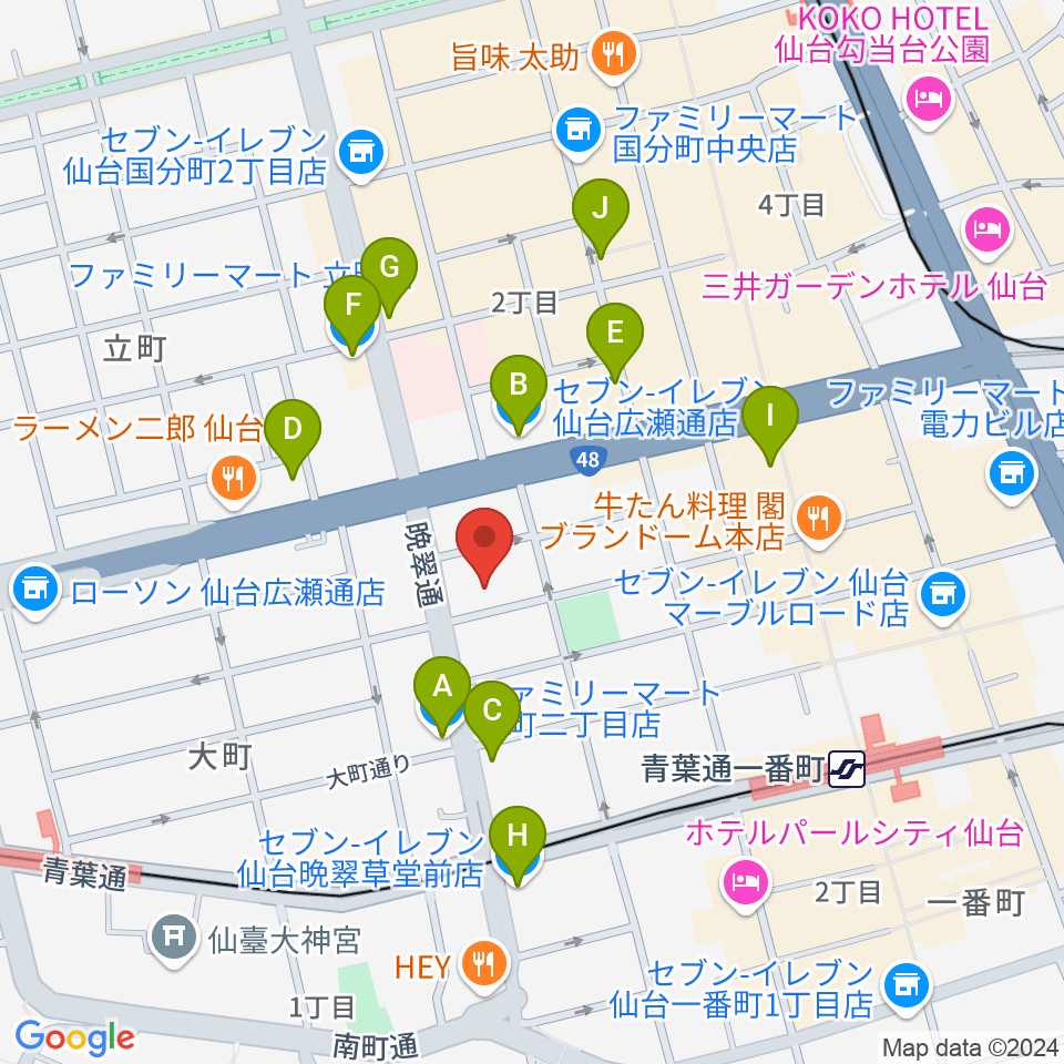 ケーズスタジオ周辺のコンビニエンスストア一覧地図