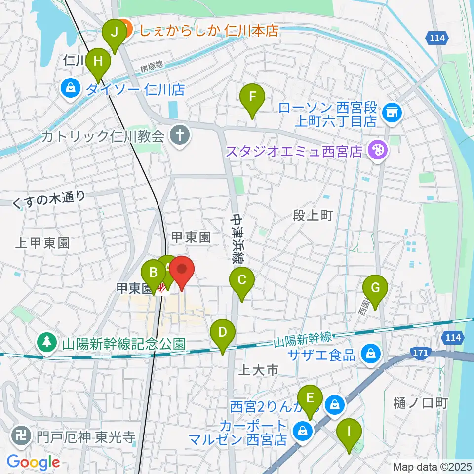BASS ON TOP 甲東園店周辺のコンビニエンスストア一覧地図