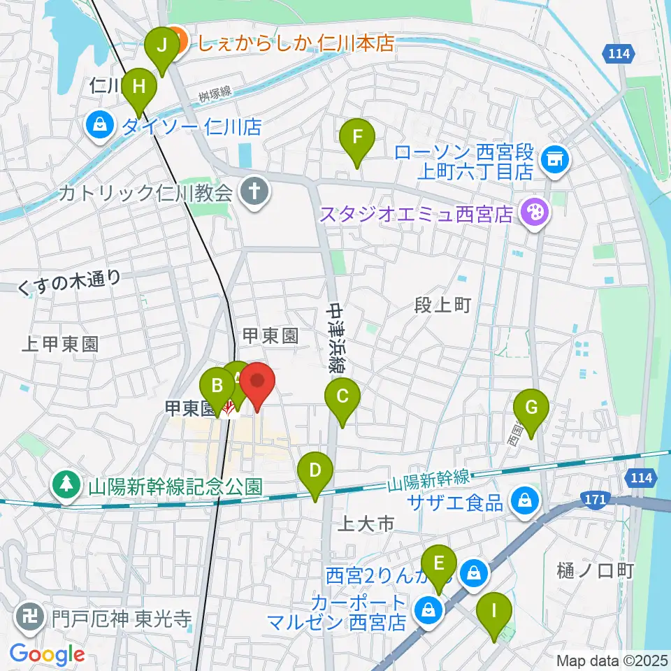 BASS ON TOP 甲東園店周辺のコンビニエンスストア一覧地図