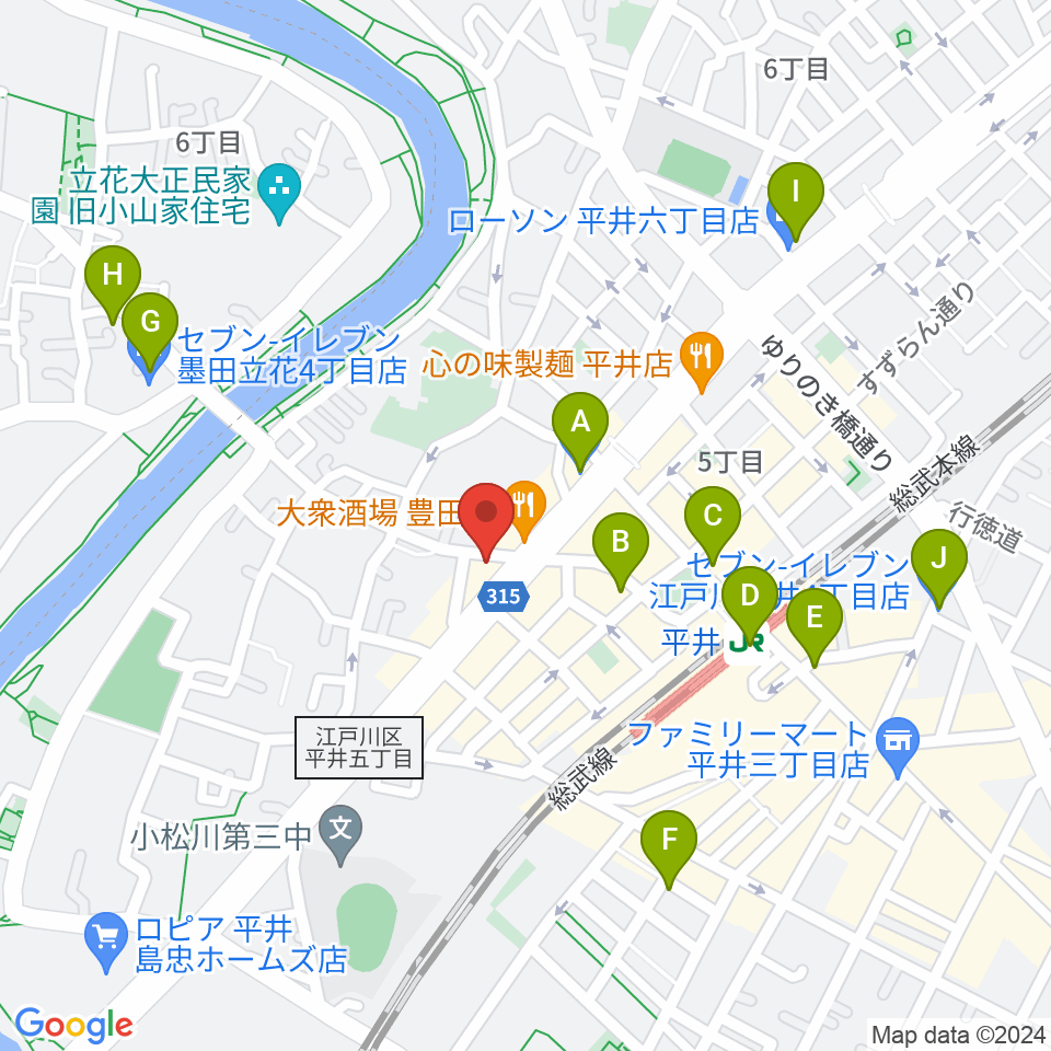 ギター工房タンジェリン周辺のコンビニエンスストア一覧地図