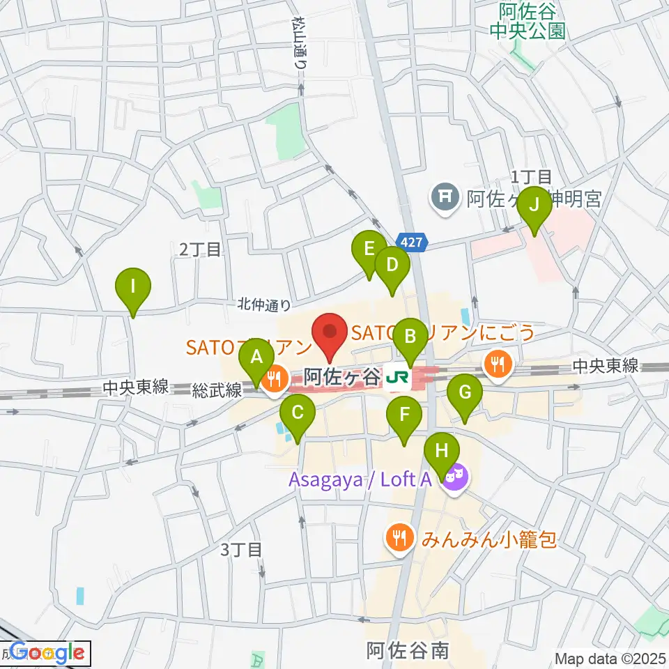 阿佐ヶ谷Yellow Vision周辺のコンビニエンスストア一覧地図