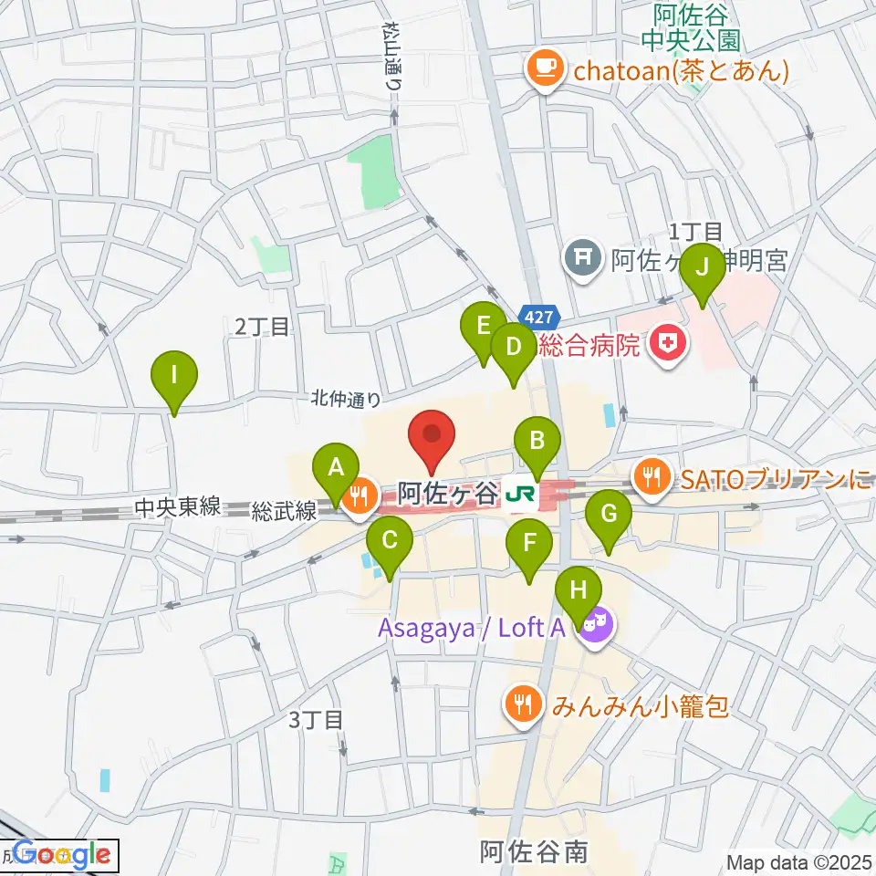 阿佐ヶ谷Yellow Vision周辺のコンビニエンスストア一覧地図
