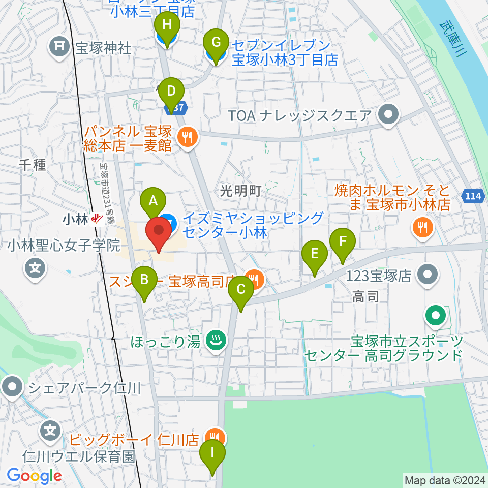 レイドバックミュージックスクール周辺のコンビニエンスストア一覧地図