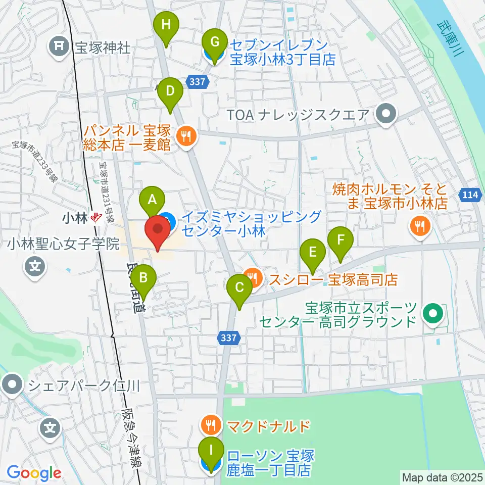 レイドバックミュージックスクール周辺のコンビニエンスストア一覧地図