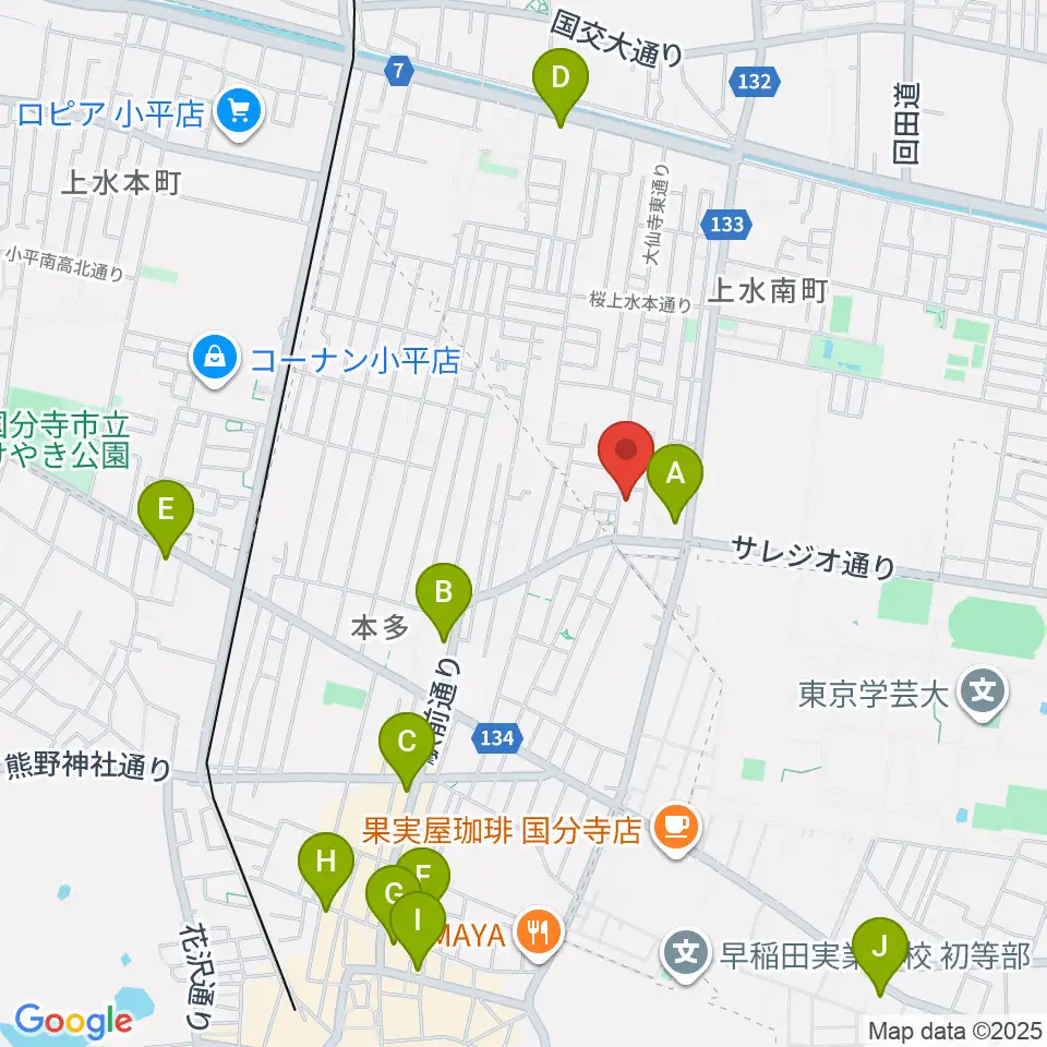 音楽教室 I STUDIO周辺のコンビニエンスストア一覧地図