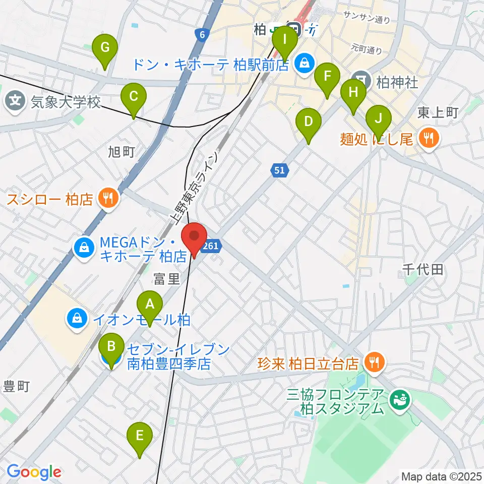 柏サンブアップ周辺のコンビニエンスストア一覧地図