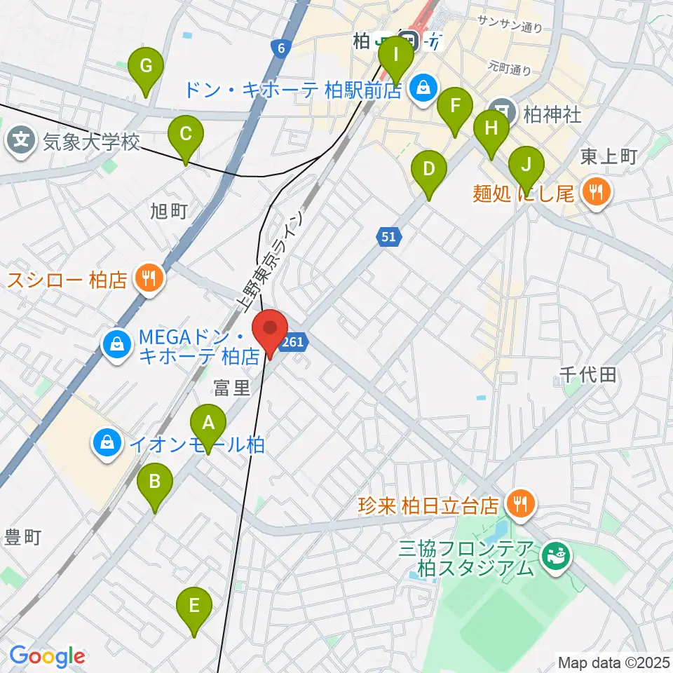 柏サンブアップ周辺のコンビニエンスストア一覧地図