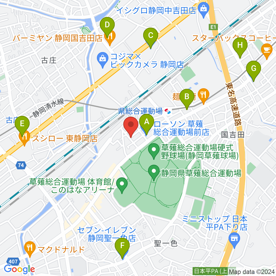 ヤマモトレコーディングスタジオ周辺のコンビニエンスストア一覧地図