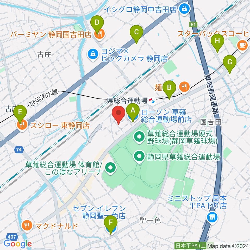 ヤマモトレコーディングスタジオ周辺のコンビニエンスストア一覧地図