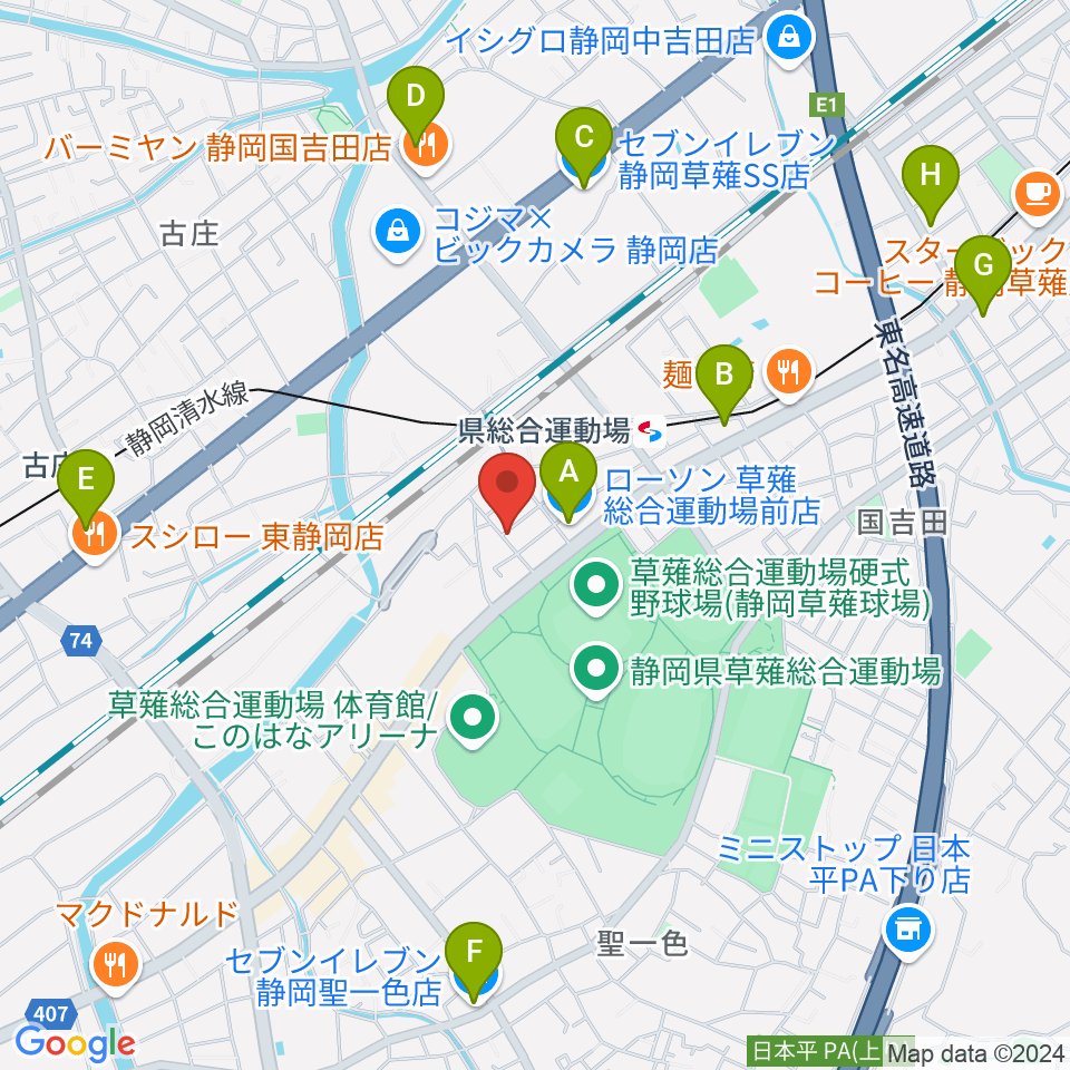 ヤマモトレコーディングスタジオ周辺のコンビニエンスストア一覧地図