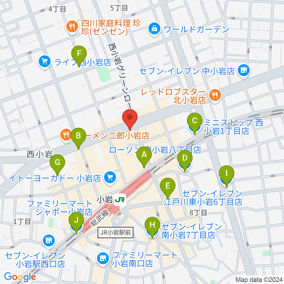 サウンドスタジオM小岩店周辺のコンビニエンスストア一覧地図