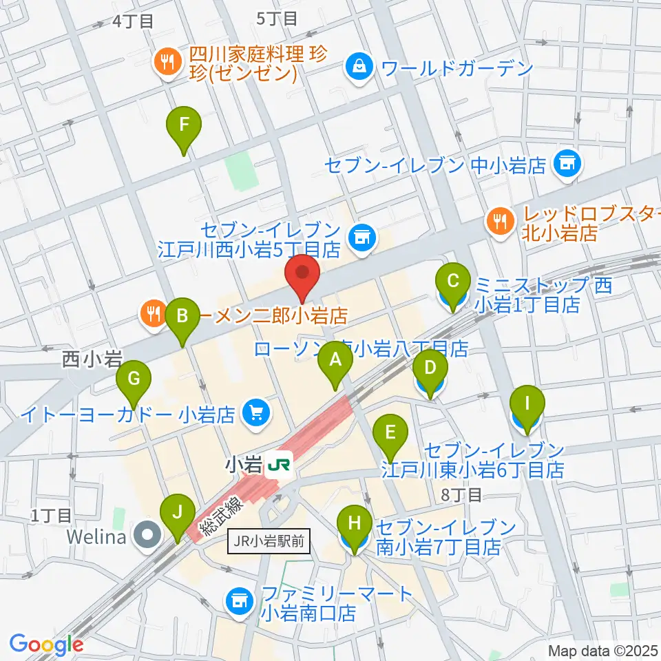 サウンドスタジオM小岩店周辺のコンビニエンスストア一覧地図