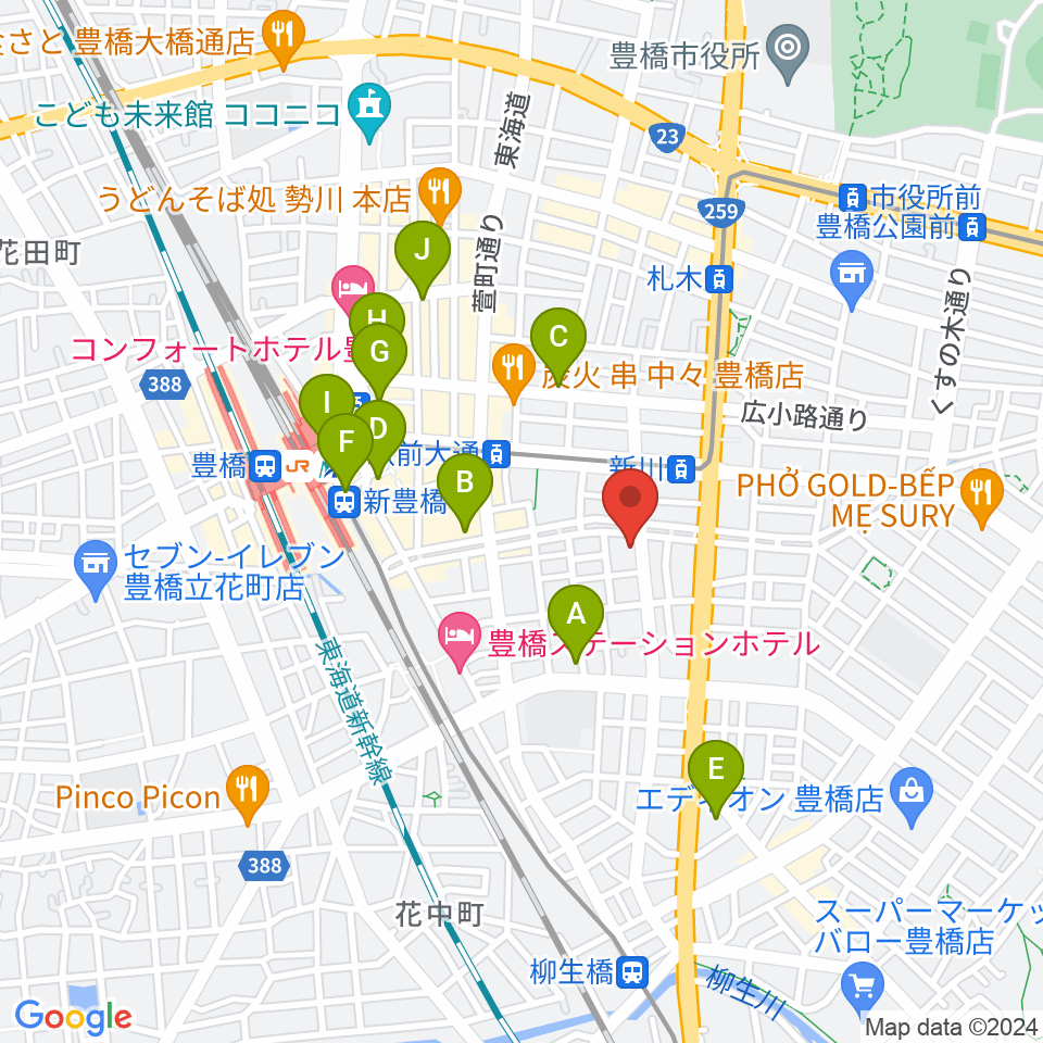 ハヤシ楽器リハーサルスタジオ周辺のコンビニエンスストア一覧地図