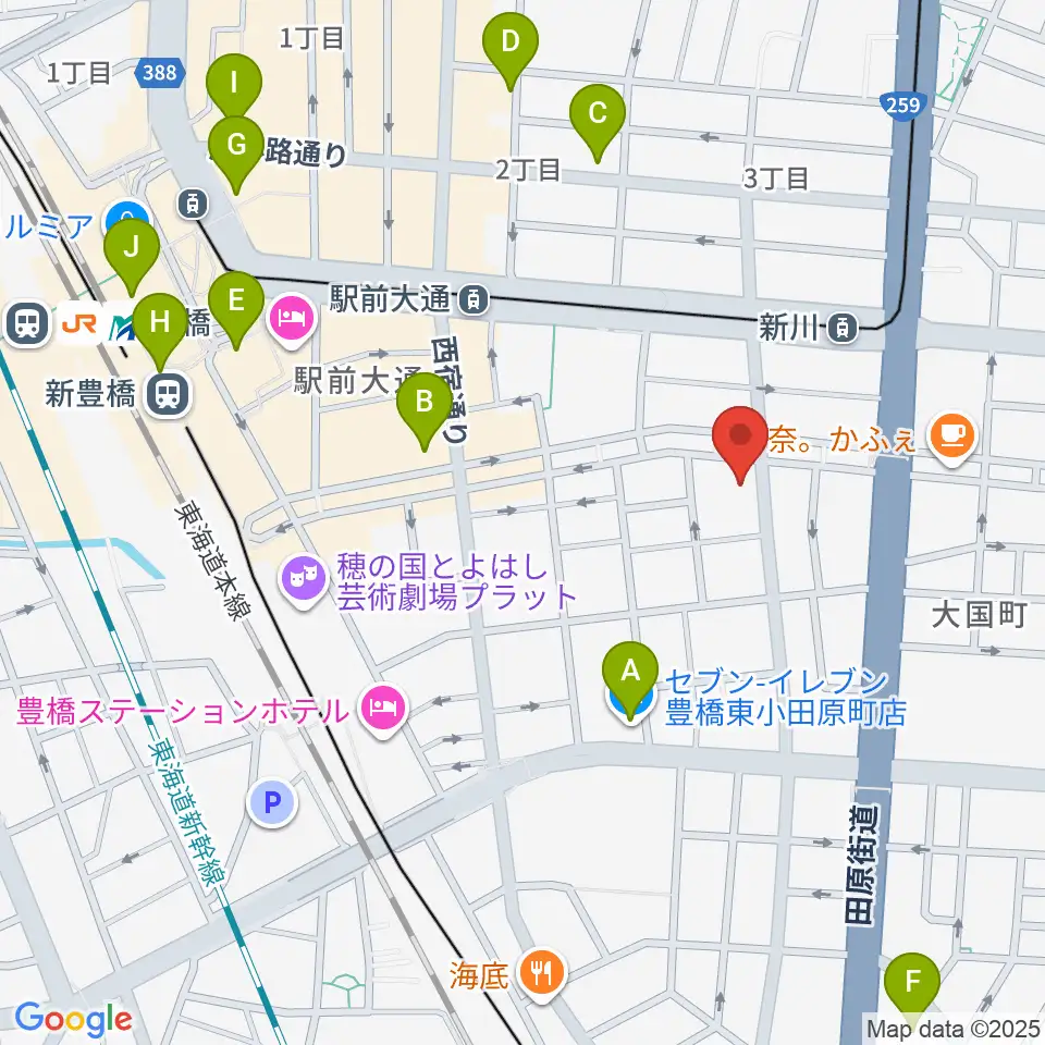 ハヤシ楽器リハーサルスタジオ周辺のコンビニエンスストア一覧地図