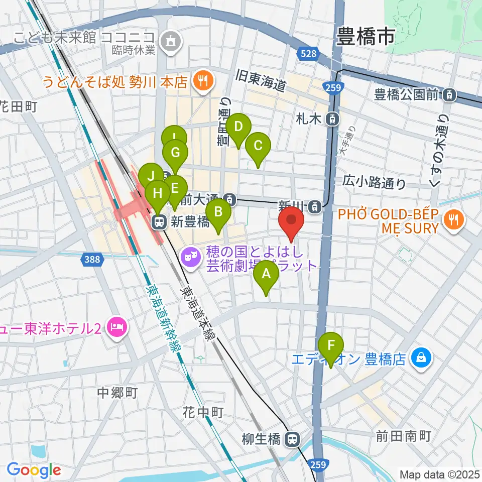 ハヤシ楽器リハーサルスタジオ周辺のコンビニエンスストア一覧地図