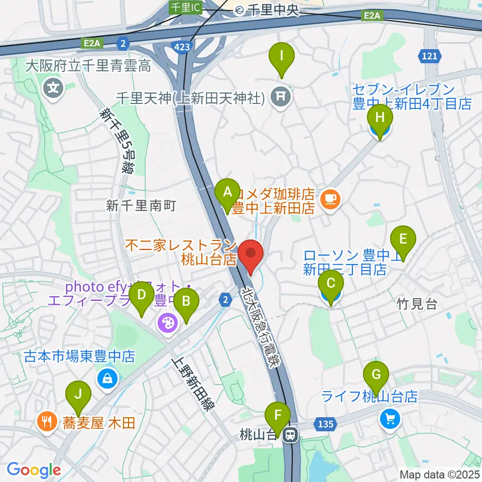 エストレーヤ音楽教室周辺のコンビニエンスストア一覧地図