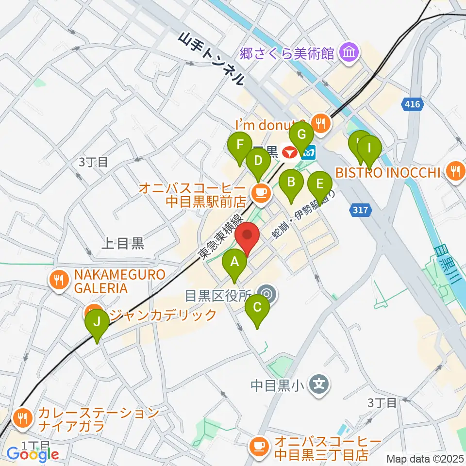 中目黒 楽屋周辺のコンビニエンスストア一覧地図