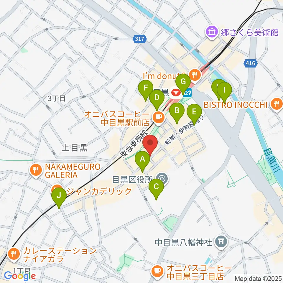 中目黒 楽屋周辺のコンビニエンスストア一覧地図