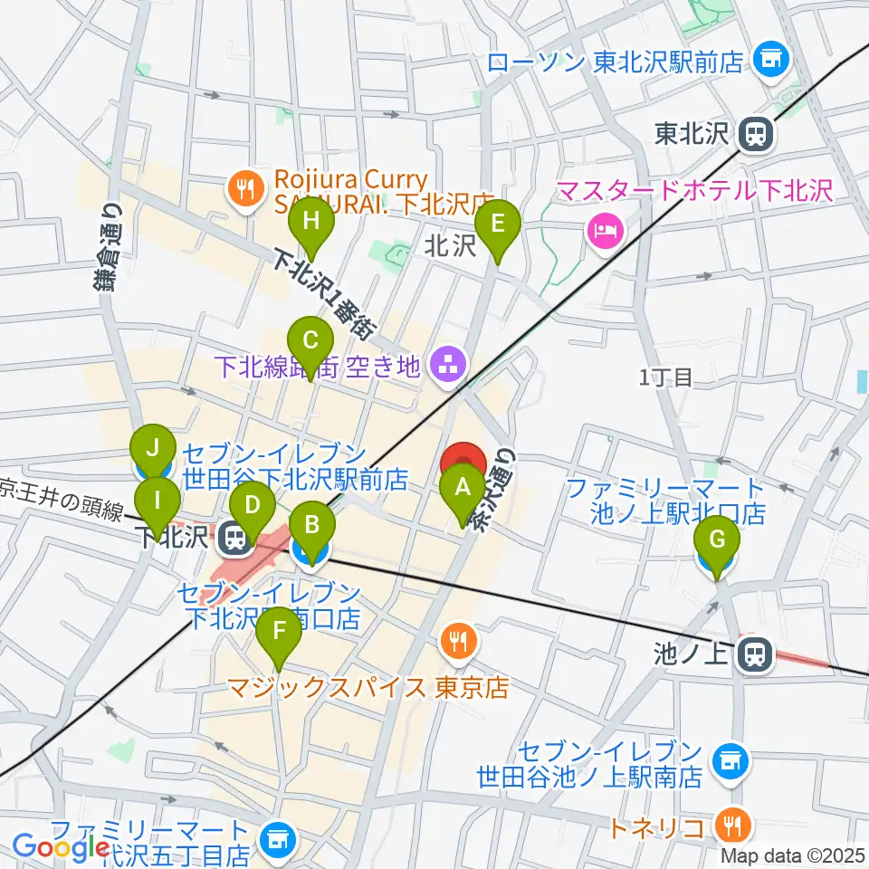 下北沢アンダーニース周辺のコンビニエンスストア一覧地図