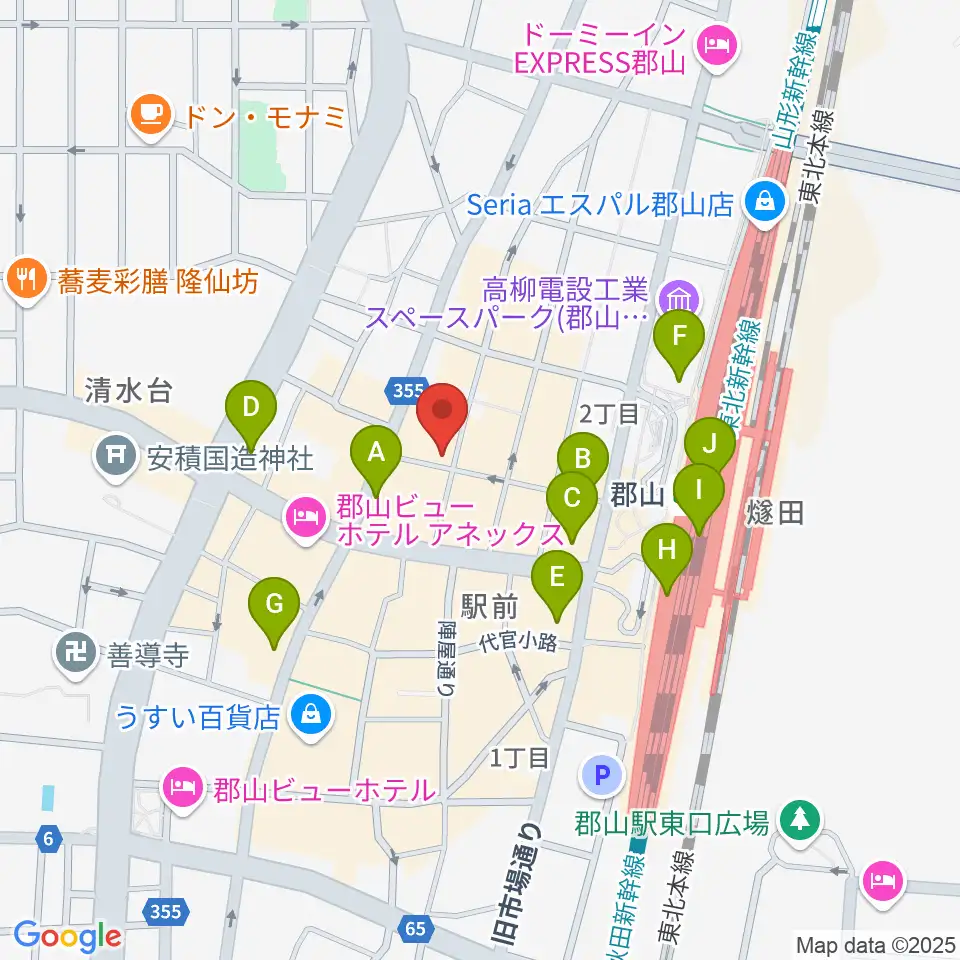 郡山CLUB#9周辺のコンビニエンスストア一覧地図