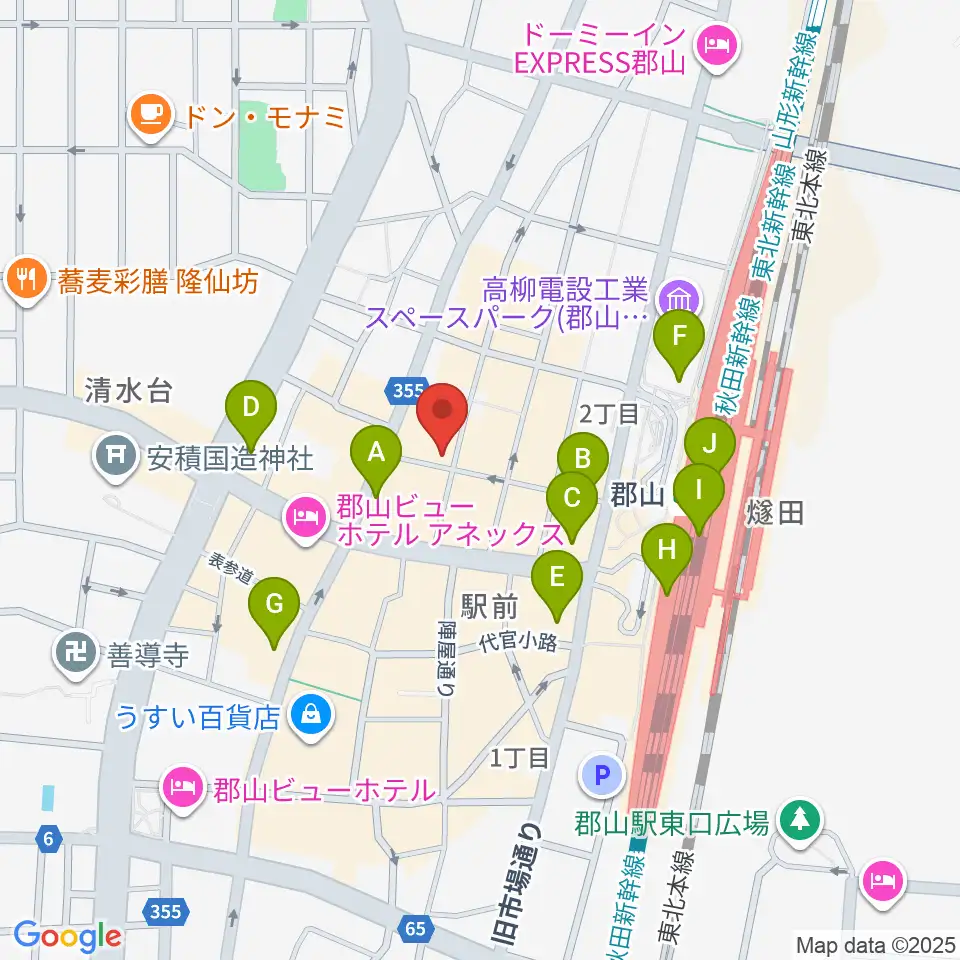 郡山CLUB＃９周辺のコンビニエンスストア一覧地図