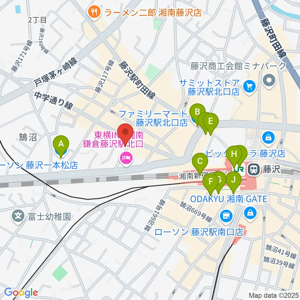 楽器屋BOW周辺のコンビニエンスストア一覧地図