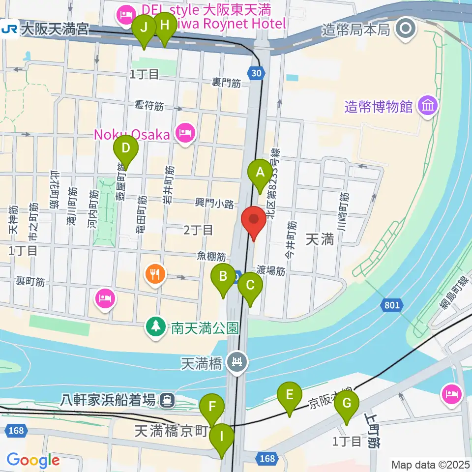 天満RAW TRACKS周辺のコンビニエンスストア一覧地図