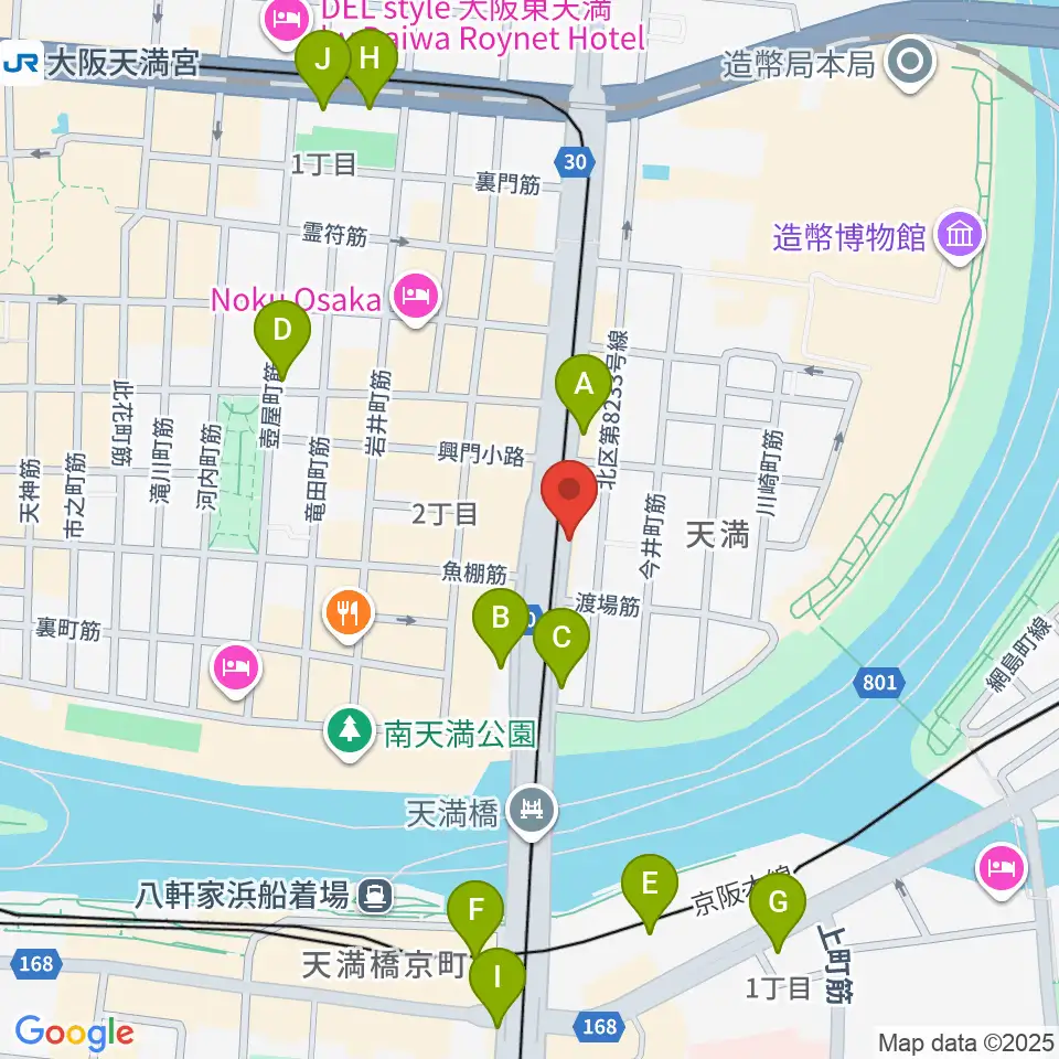 天満RAW TRACKS周辺のコンビニエンスストア一覧地図