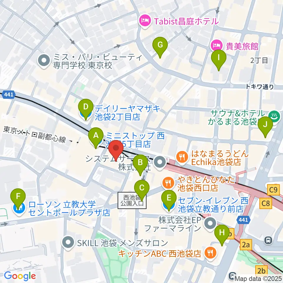 Beeボーカルスクール池袋本校周辺のコンビニエンスストア一覧地図