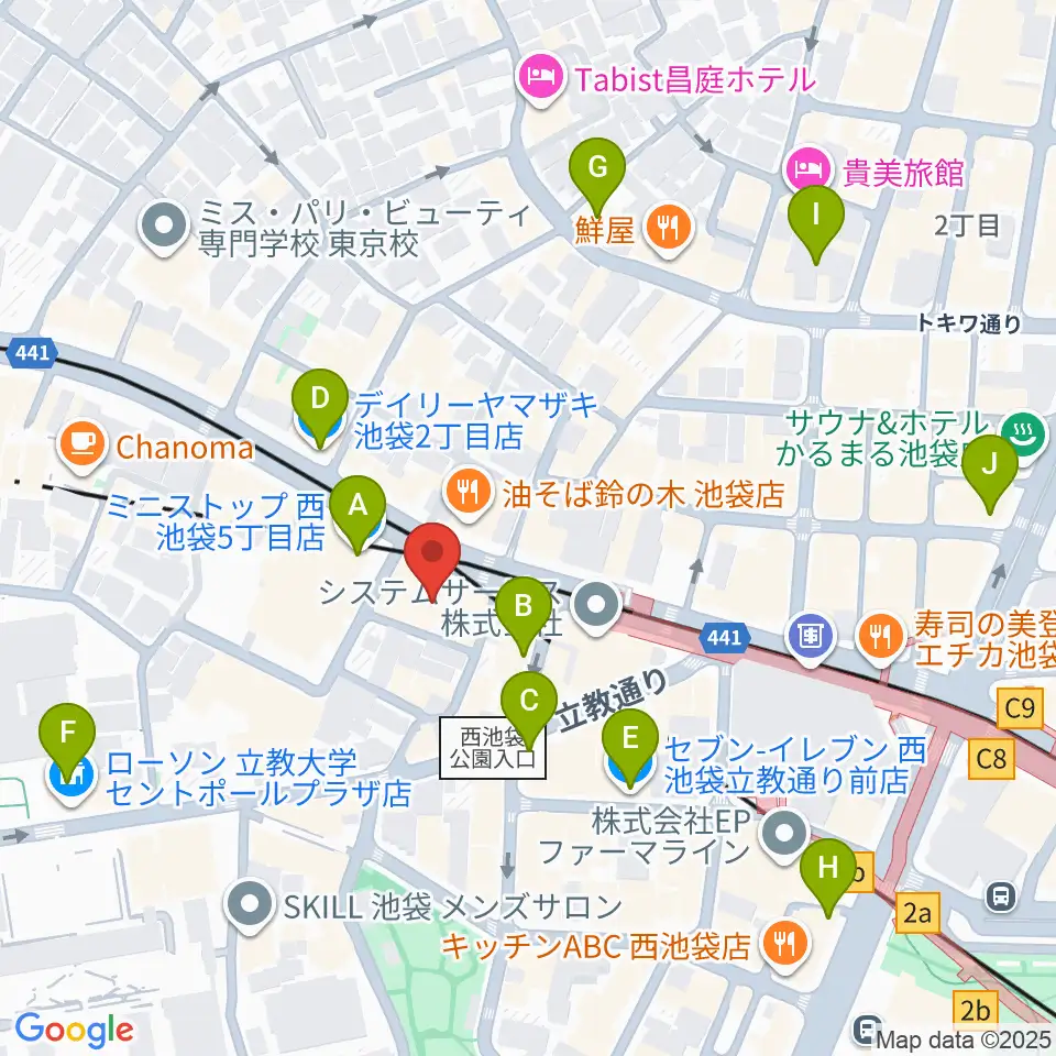 Beeボーカルスクール池袋本校周辺のコンビニエンスストア一覧地図