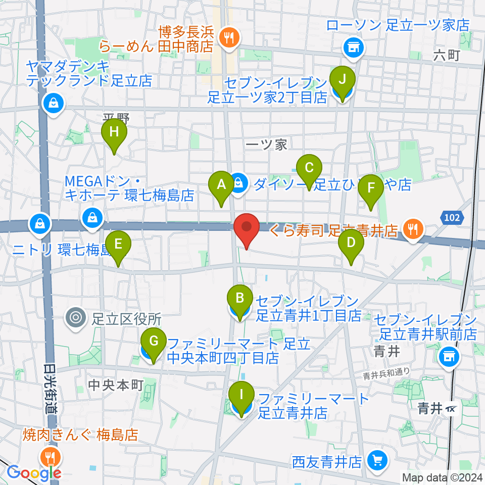 ラブピアノ教室周辺のコンビニエンスストア一覧地図