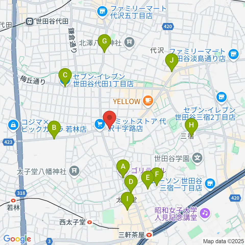 スタジオファミリア三軒茶屋店周辺のコンビニエンスストア一覧地図