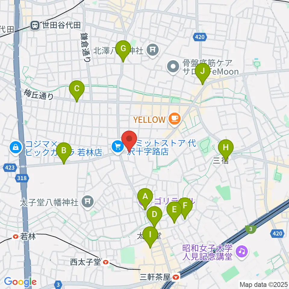 スタジオファミリア三軒茶屋店周辺のコンビニエンスストア一覧地図