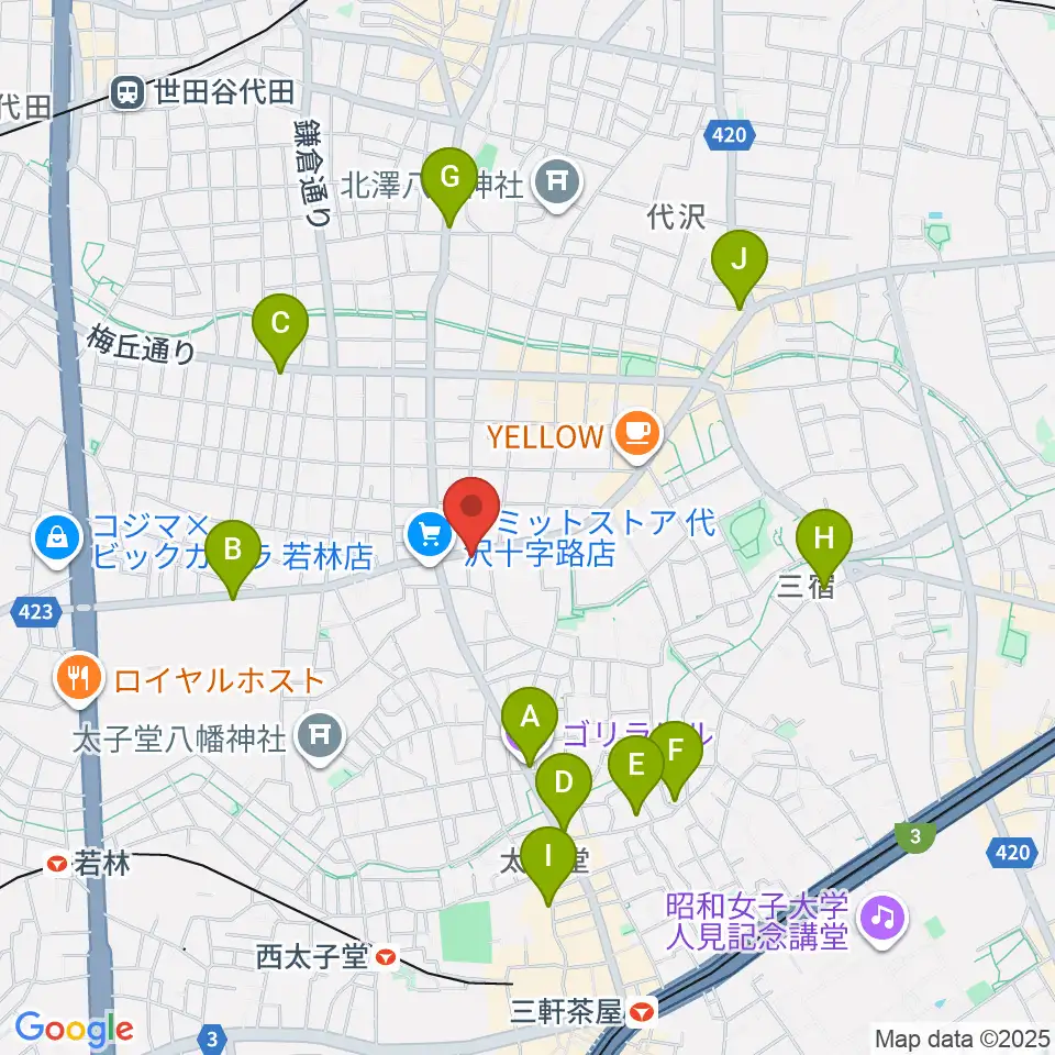 スタジオファミリア三軒茶屋店周辺のコンビニエンスストア一覧地図
