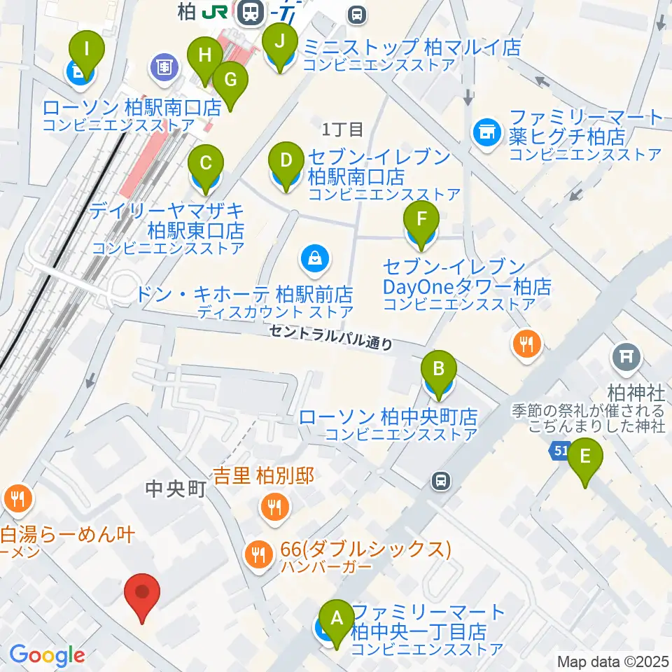 柏616&04周辺のコンビニエンスストア一覧地図