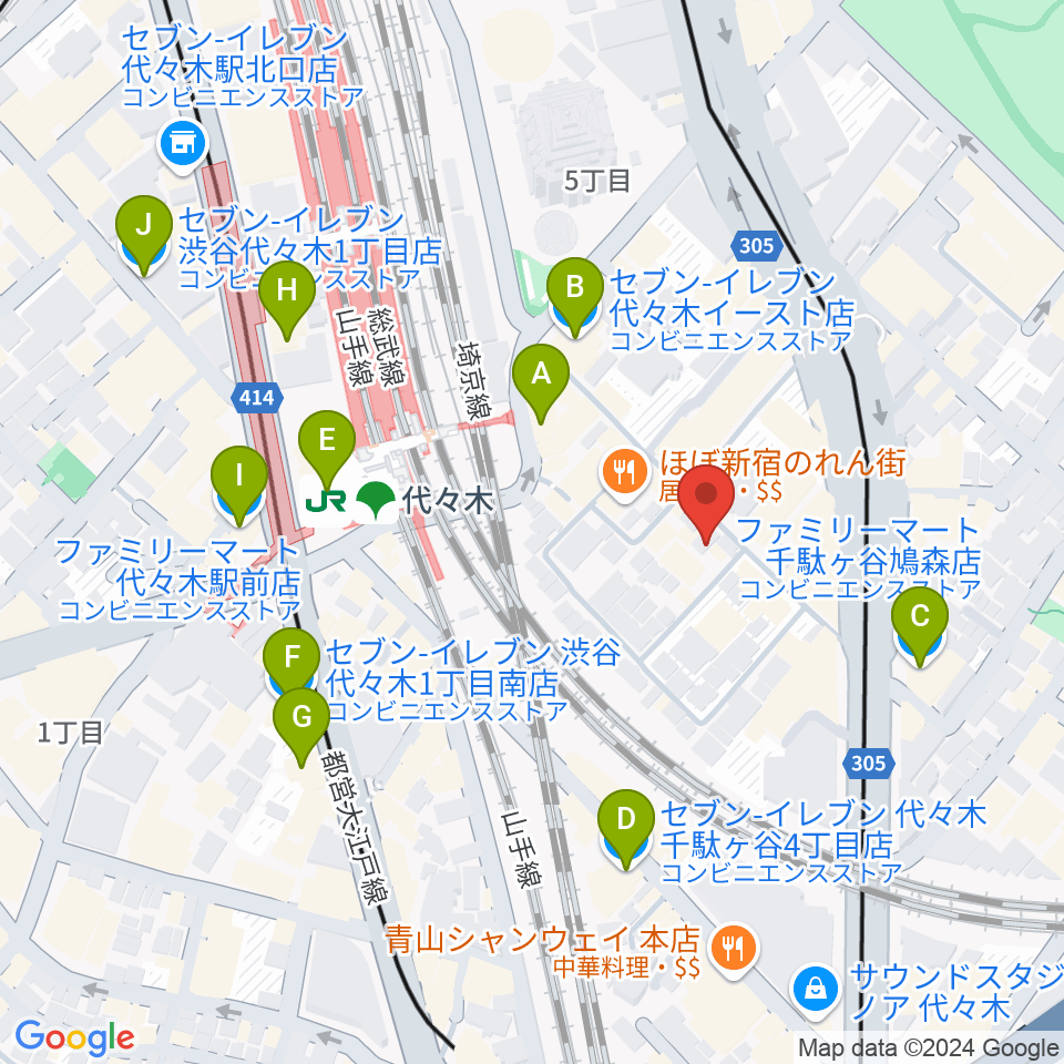 ブレスヴォイストレーニング研究所周辺のコンビニエンスストア一覧地図