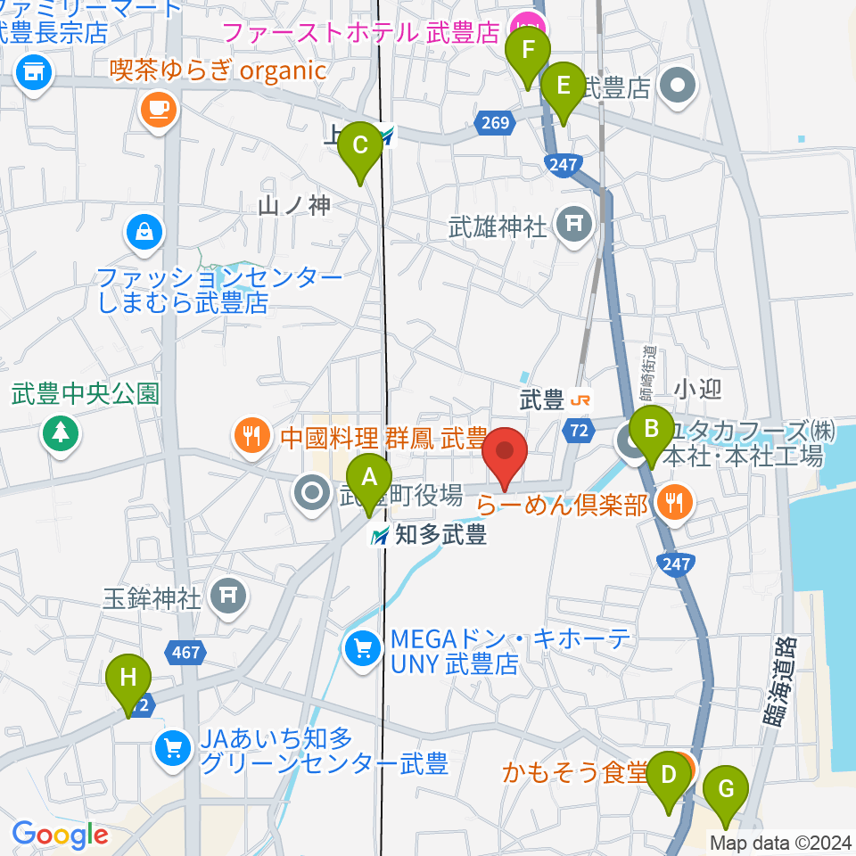 モリシタ楽器周辺のコンビニエンスストア一覧地図