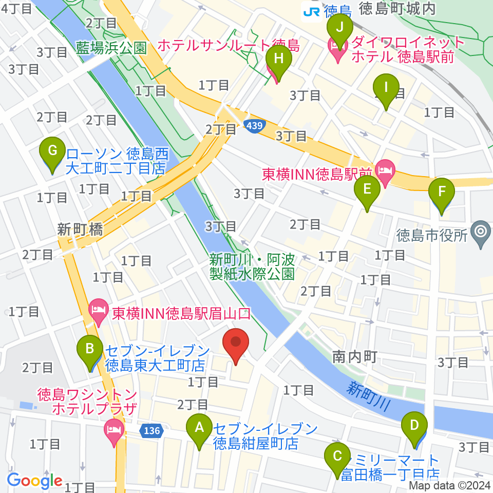 徳島CROWBAR周辺のコンビニエンスストア一覧地図