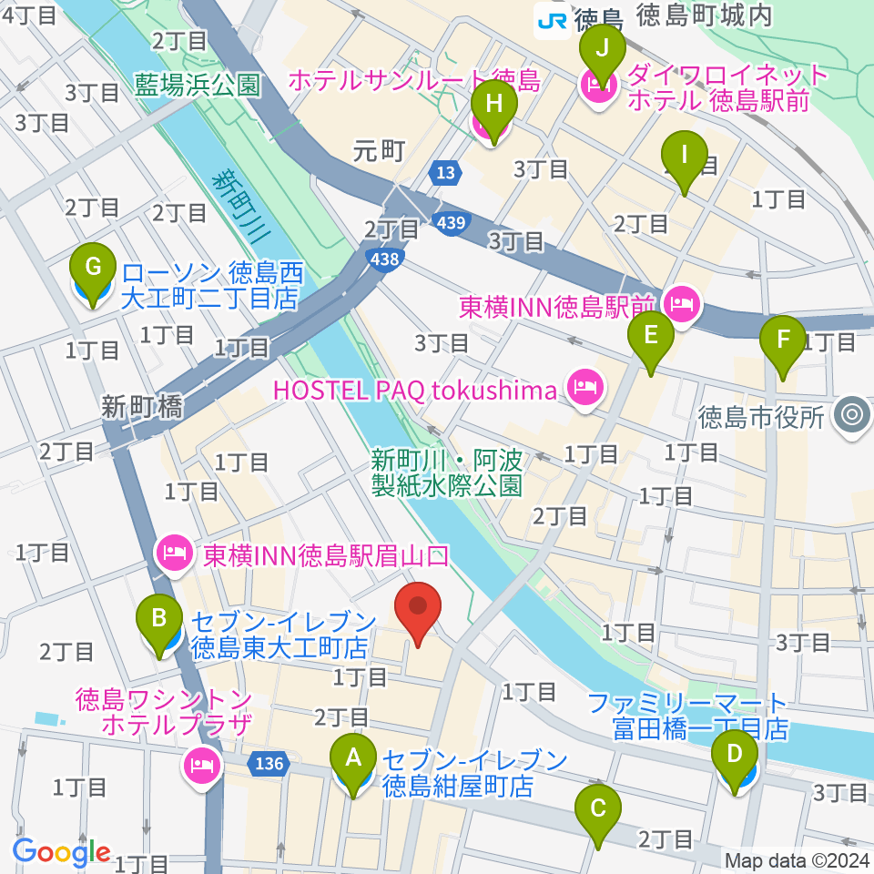 徳島CROWBAR周辺のコンビニエンスストア一覧地図