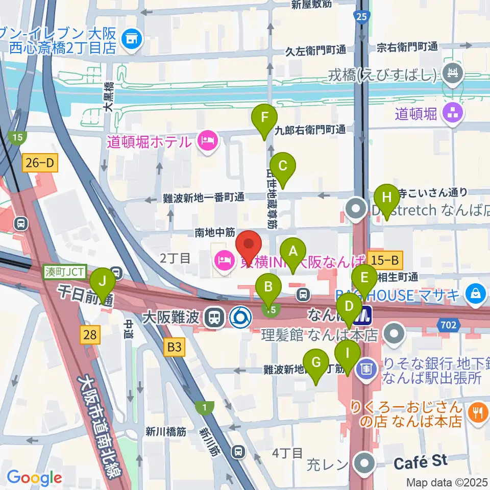 スタジオ246なんば周辺のコンビニエンスストア一覧地図