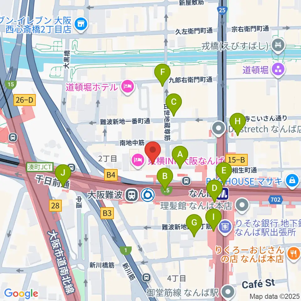 スタジオ246なんば周辺のコンビニエンスストア一覧地図