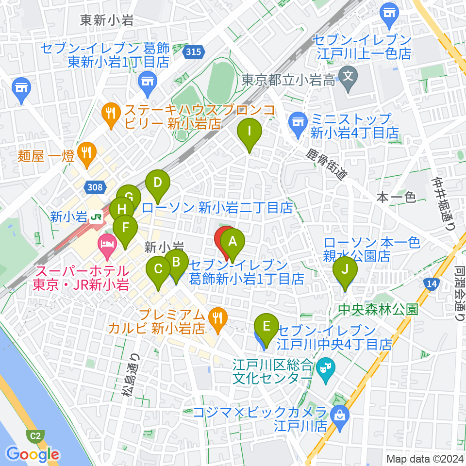 新小岩BOTTON CLUB周辺のコンビニエンスストア一覧地図