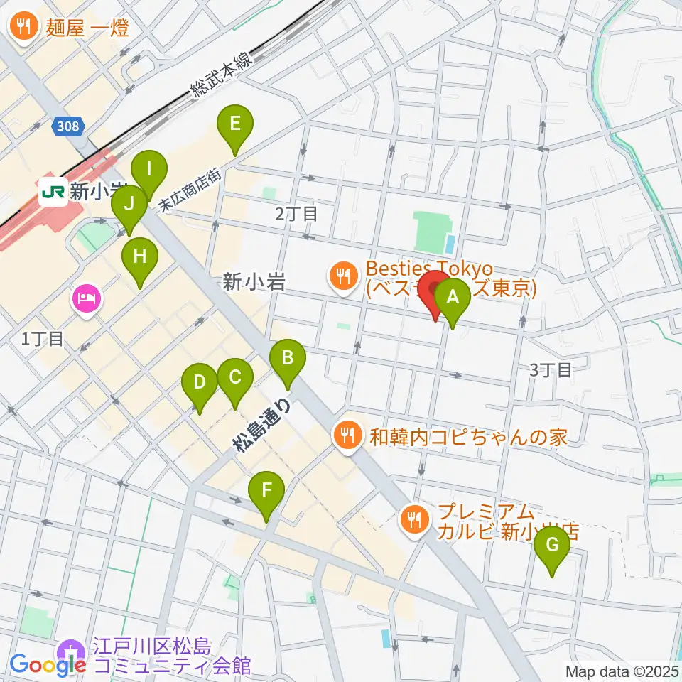 新小岩BOTTON CLUB周辺のコンビニエンスストア一覧地図