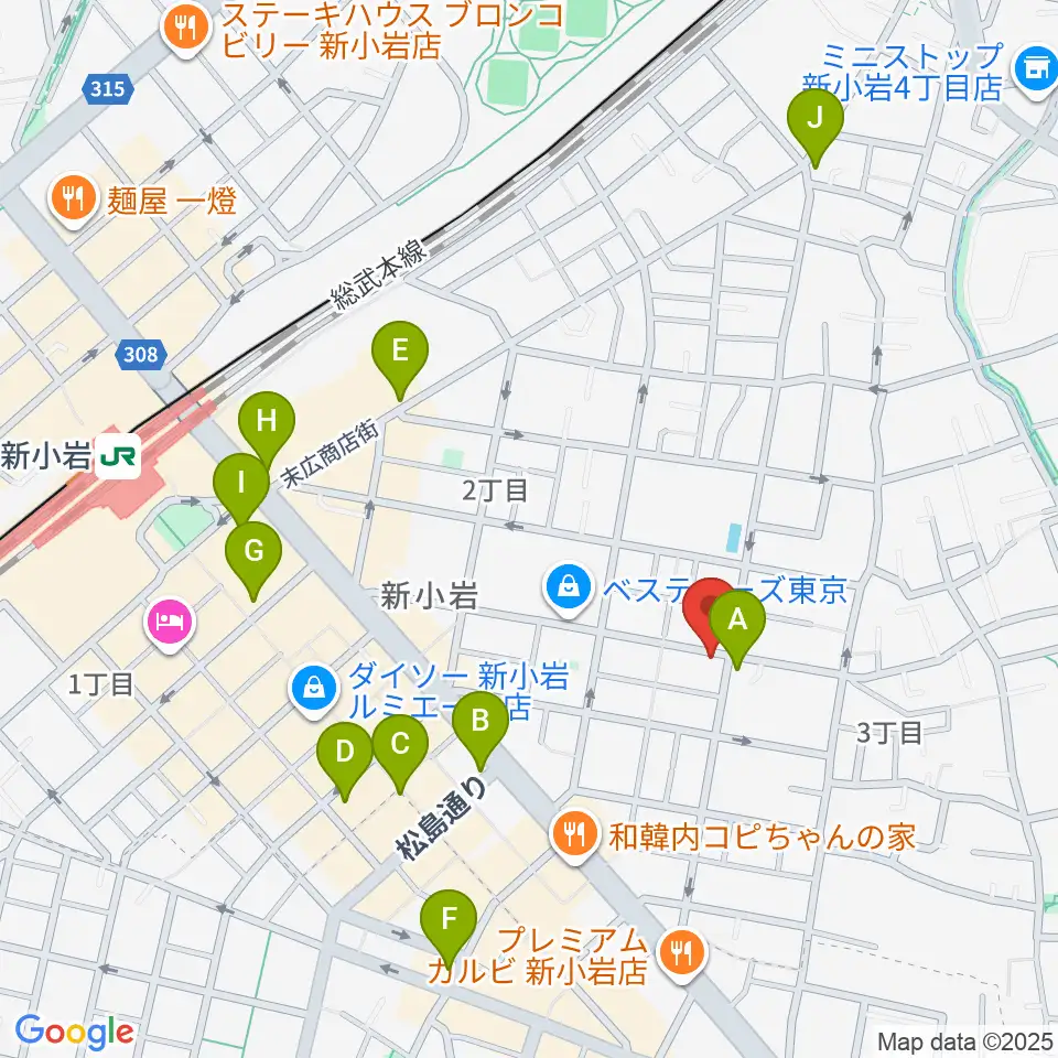 新小岩BOTTON CLUB周辺のコンビニエンスストア一覧地図