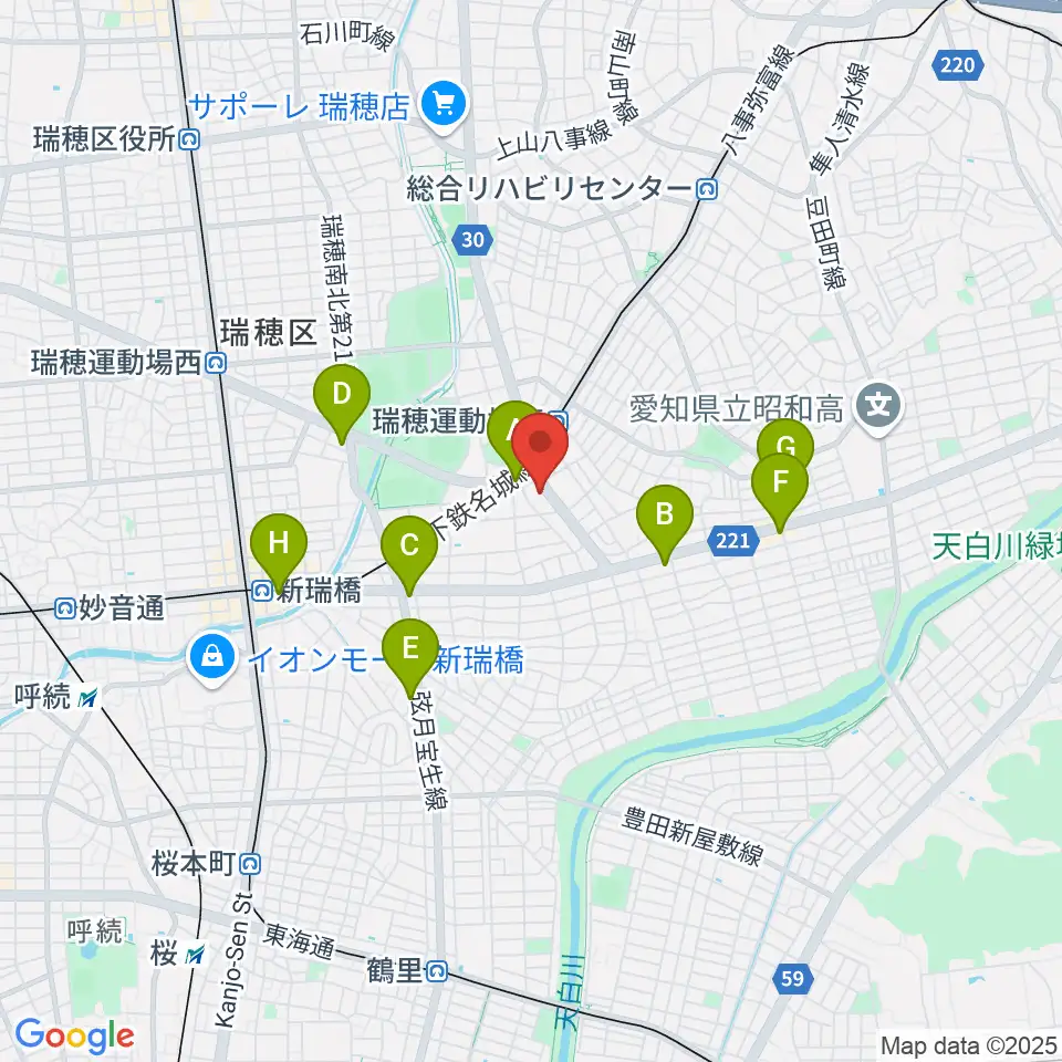 みずほギター音楽教室周辺のコンビニエンスストア一覧地図